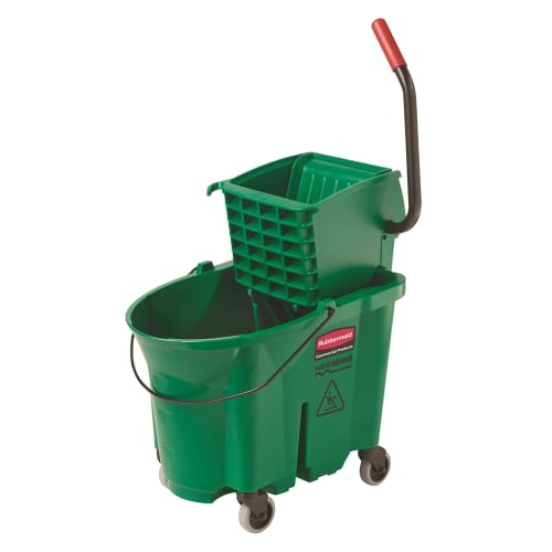 Rubbermaid WaveBrake 35 Quart Side Press Mop Bucket and Wringer, Green